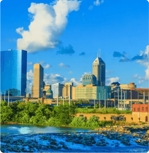 Indianapolis skyline along the river