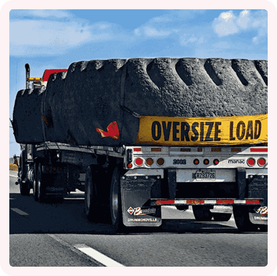 Oversize load tire transport on a semi-truck